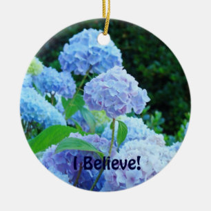 Adorno De Cerámica ¡Creo! El navidad adorna Hydrangeas azules