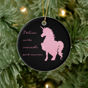 Adorno De Cerámica Creo en el unicornio rosa invisible.