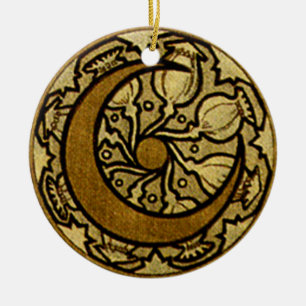 Adorno De Cerámica Crescent Moon Mucha Zodiac