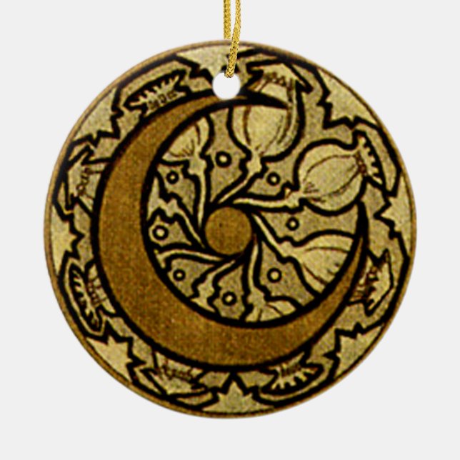 Adorno De Cerámica Crescent Moon Mucha Zodiac (Frente)