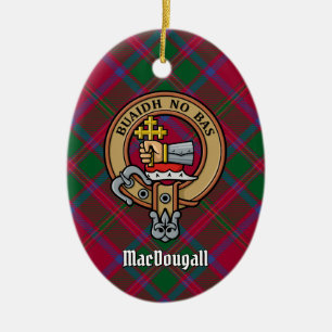 Adorno De Cerámica Crest de Clan MacDougall sobre Tartán