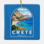 Adorno De Cerámica Crete Grecia Viaje al arte<br><div class="desc">Diseño de viaje vectorial retro de creta. Creta es la isla más grande de Grecia y la quinta más grande del Mediterráneo.</div>