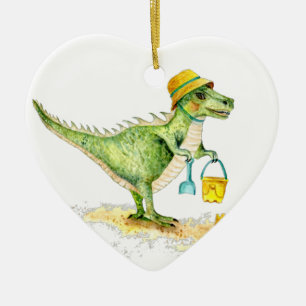 Adorno De Cerámica Cría Dinosaurio T-Rex en la playa