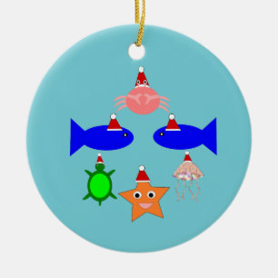 Adorno De Cerámica Criaturas marinas de los navidades