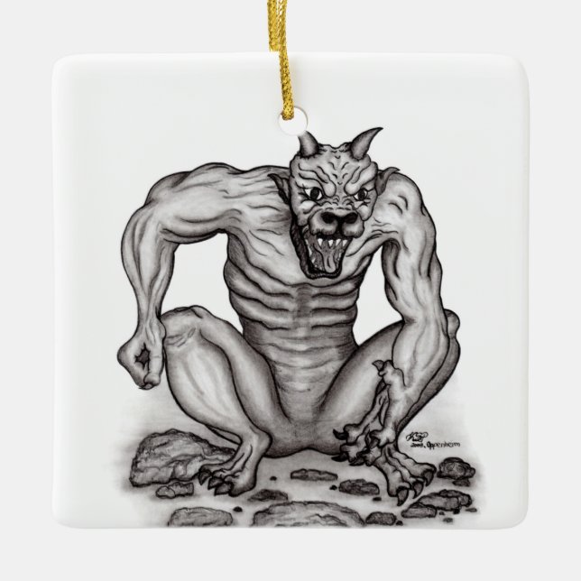 Adorno De Cerámica Criaturas mixtas - Trola, Golem y Diablo (Anverso)