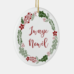 Adorno De Cerámica Criollo haitiano Feliz Navidad Wreath Jwaye Nowèle