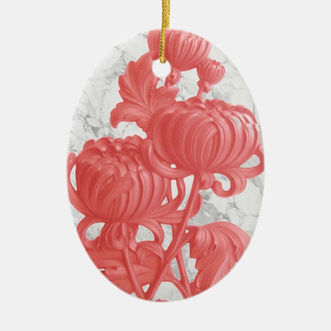 Adorno De Cerámica Crisantemo rosa (Frente)