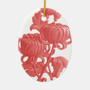 Adorno De Cerámica Crisantemo rosado