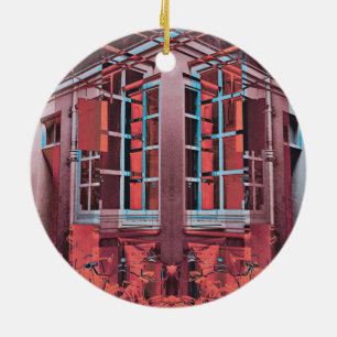 Adorno De Cerámica Cristal azul rojo Copenhague reflejo arte digital