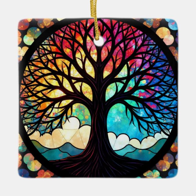 Adorno De Cerámica Cristal con manchas, vidrio con manchas de árbol d (Anverso)