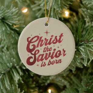 Adorno De Cerámica Cristo El Salvador Ha Nacido Navidad Cristiana 