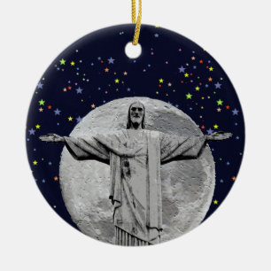 Adorno De Cerámica Cristo, luna y estrellas