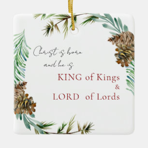 Adorno De Cerámica Cristo nació Rey de Reyes Navidades Personalizados