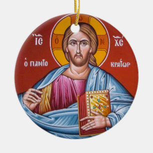 Adorno De Cerámica Cristo Pantocrátor, Señor de Todo, Icono Ortodoxo