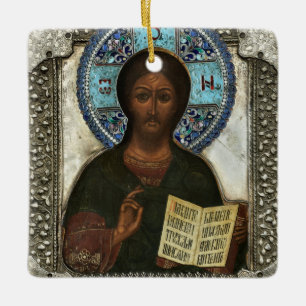 Adorno De Cerámica Cristo Pantocrátor Señor de Todos Icono Navidad