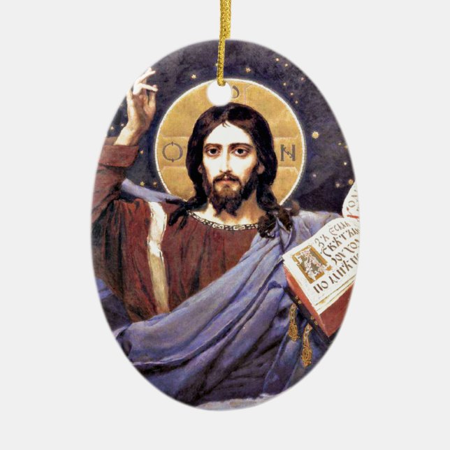Adorno De Cerámica Cristo Todopoderoso, Viktor Vasnetsov pintando (Frente)