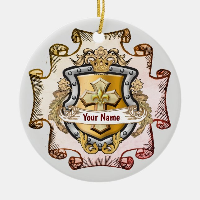Adorno De Cerámica Cristos Cross Shield Apname (Frente)