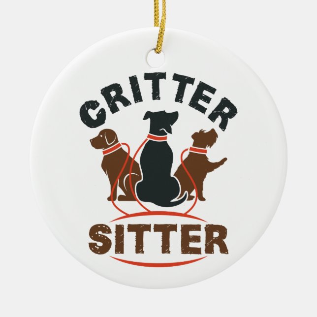 Adorno De Cerámica Critter Sitter Cute Pet Sitter (Frente)