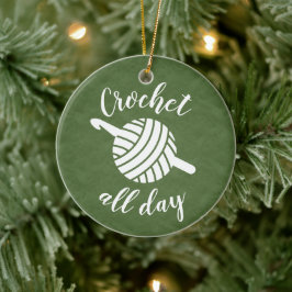 Adorno De Cerámica Crochet All Day Yarn Ball + Artesanías Hook