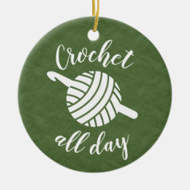 Adorno De Cerámica Crochet All Day Yarn Ball + Artesanías Hook