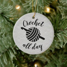 Adorno De Cerámica Crochet All Day Yarn Ball + Artesanías Hook