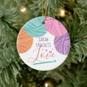Adorno De Cerámica Crochet ganchos hilo amor Navidades personalizados