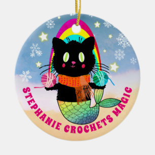 Adorno De Cerámica  Crochet magia personalizada hilo de gato de siren