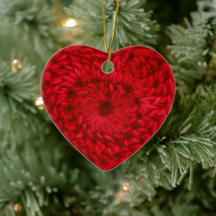 Adorno De Cerámica Crochet Red artesanal Yarn Heart Crafts