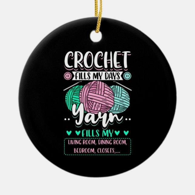 Adorno De Cerámica Crocheting - Crochet llena mis días (Frente)
