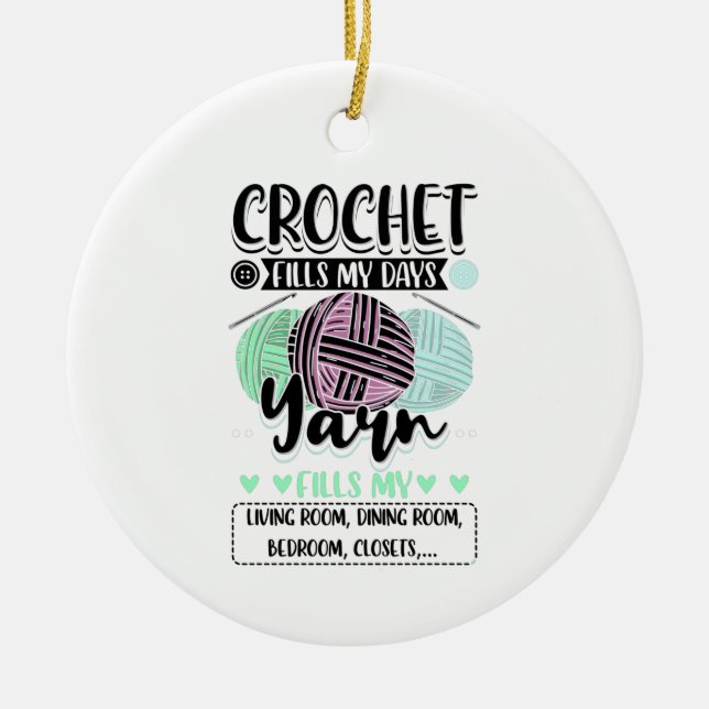 Adorno De Cerámica Crocheting - Crochet llena mis días (Frente)