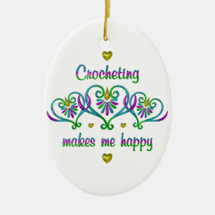 Adorno De Cerámica Crocheting me hace feliz