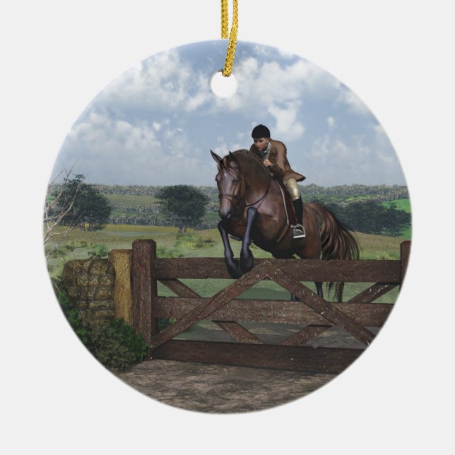 Adorno De Cerámica Cross Country - Jumping Horse Ornament (Frente)
