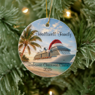 Adorno De Cerámica Crucero tropical de Navidad familiar