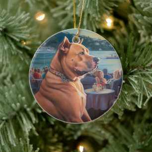 Adorno De Cerámica Cruceros Navidades de American Staffordshire: Atra
