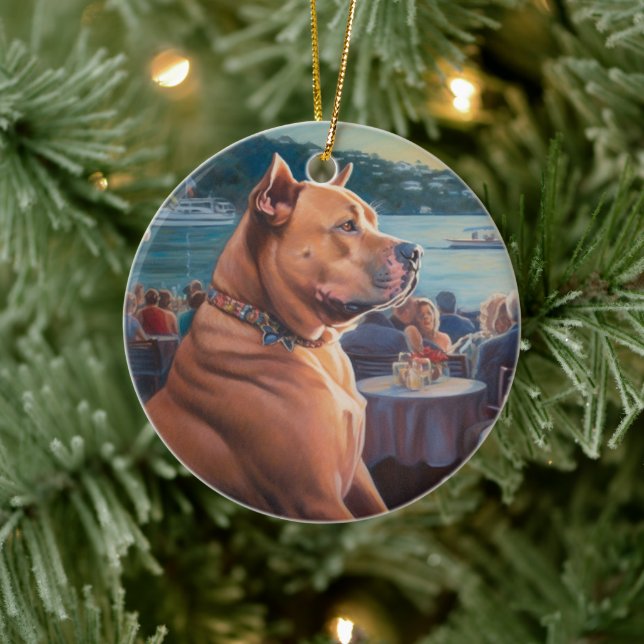 Adorno De Cerámica Cruceros Navidades de American Staffordshire: Atra (Árbol)