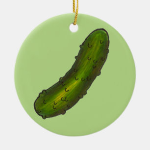 Adorno De Cerámica Crunchy Green Kosher Dill Deli Pickle Foodie