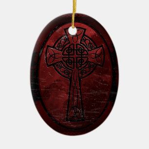 Adorno De Cerámica Cruz céltica roja