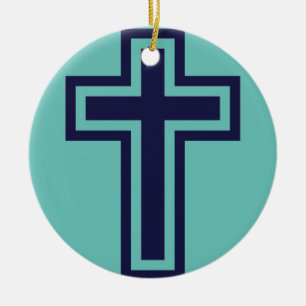 Adorno De Cerámica Cruz cristiana azul diferentes variantes