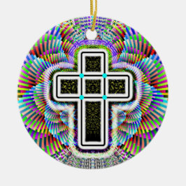 Adorno De Cerámica Cruz de dos lados