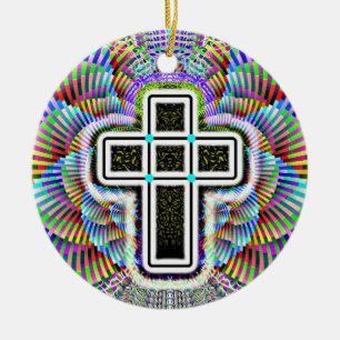 Adorno De Cerámica Cruz de dos lados