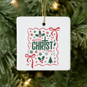 Adorno De Cerámica Cruz de Navidad Cristiana Signo Jesucristo Fe