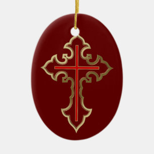 Adorno De Cerámica Cruz de Oro