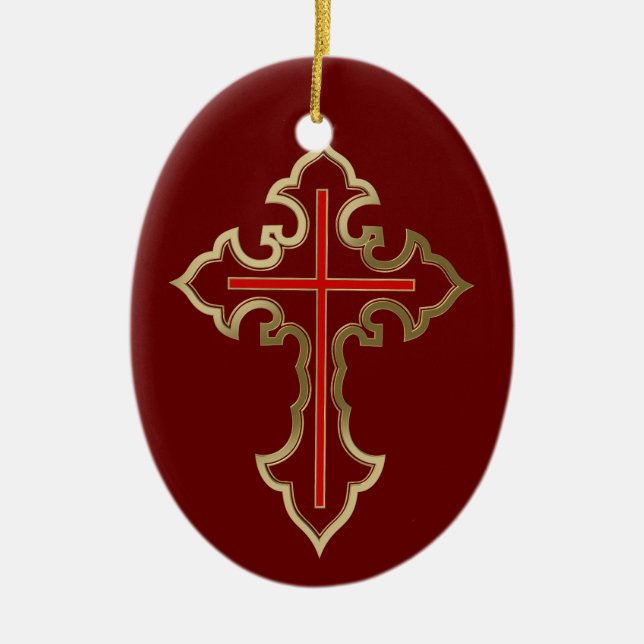 Adorno De Cerámica Cruz de Oro (Frente)