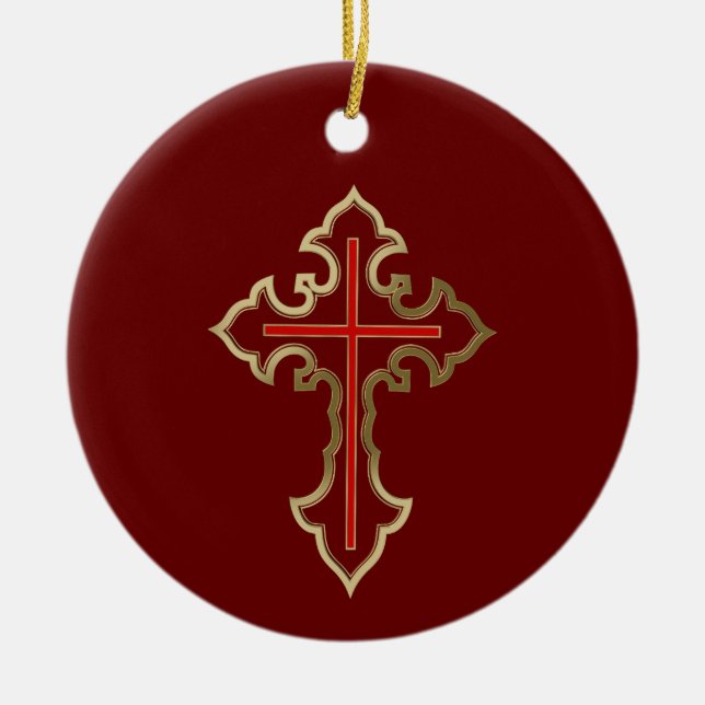 Adorno De Cerámica Cruz de Oro (Frente)