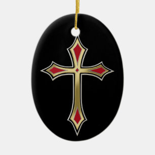 Adorno De Cerámica Cruz de Oro