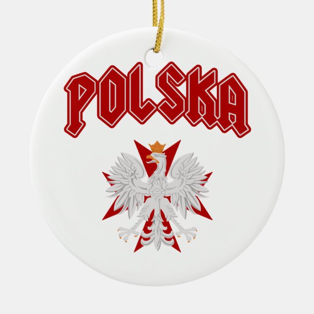 Adorno De Cerámica Cruz de Polska Eagle (Frente)