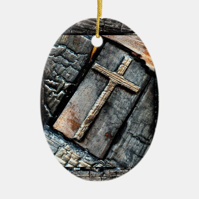 Adorno De Cerámica Cruz de Protección (Frente)