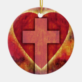 Adorno De Cerámica Cruz del corazón