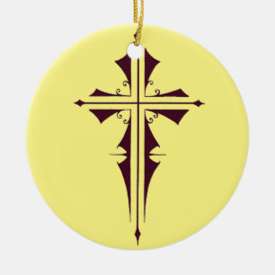 Adorno De Cerámica Cruz Morada Cristiana