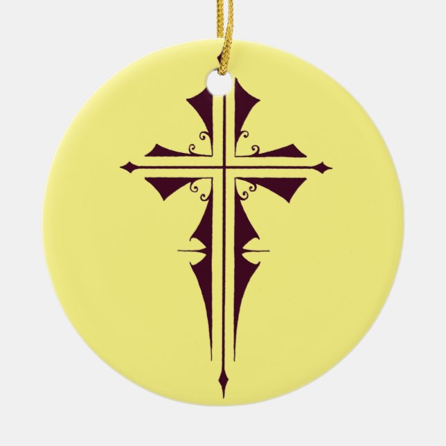 Adorno De Cerámica Cruz Morada Cristiana (Frente)